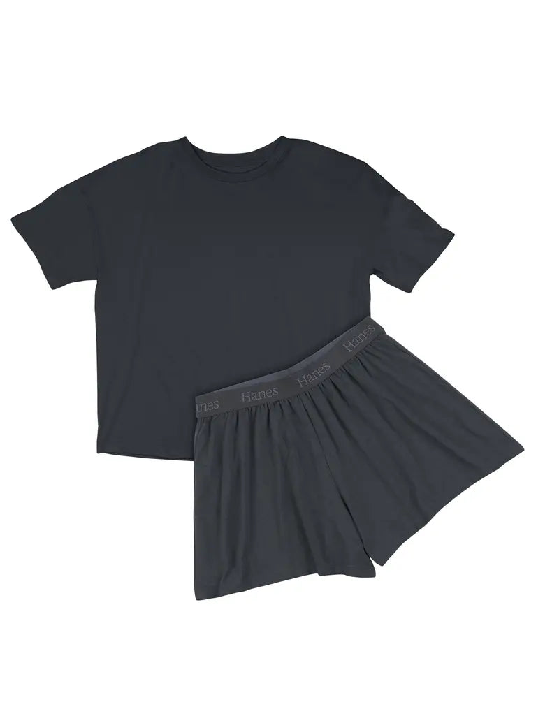 Women's 2-Piece Soft Lounge Set – Boxy Tee & Sleep Shorts, Comfortable Breathable Loungewear
