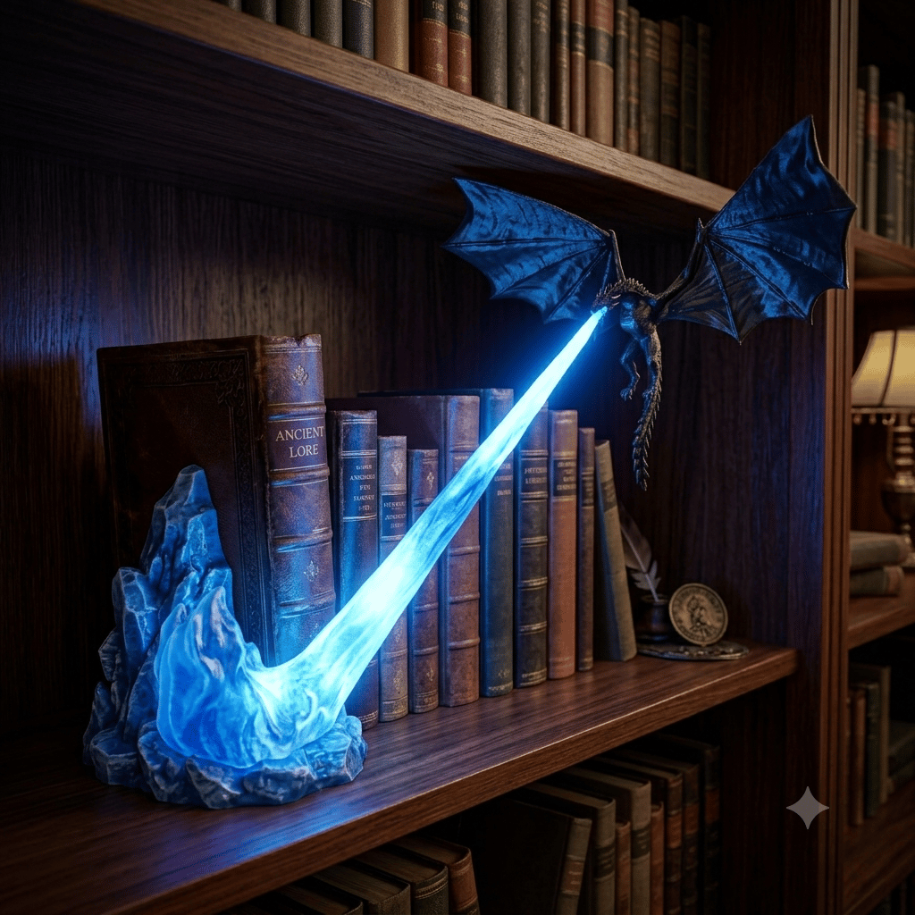 🐉 Fire-Breathing Dragon Bookshelf Decor Lamp