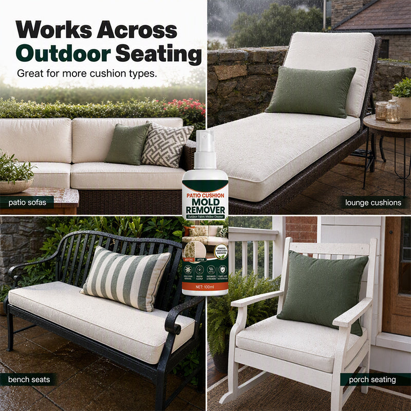 Patio Cushion Mold & Mildew Remover Spray – Powerful Outdoor Fabric Stain Cleaner