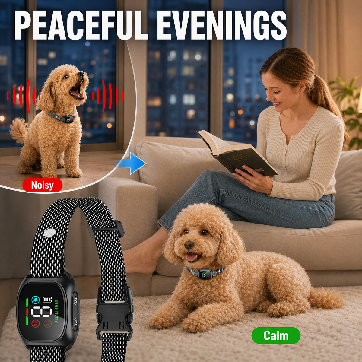 🐕🐾Anti Bark Collar – Smart anti‑false triggering filters out other barks. 💦✅