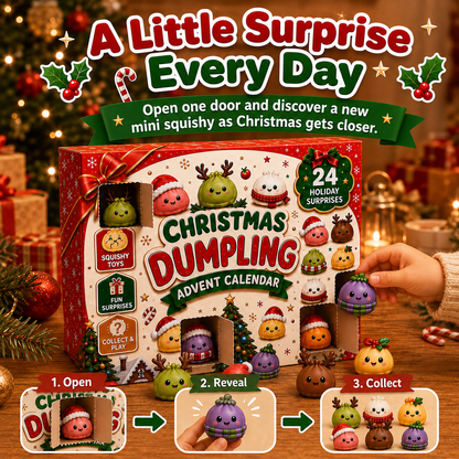 🎄 24-Day Christmas Dumpling Squishy Advent Calendar – 24 Mini Surprise Toys