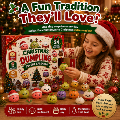 🎄 24-Day Christmas Dumpling Squishy Advent Calendar – 24 Mini Surprise Toys