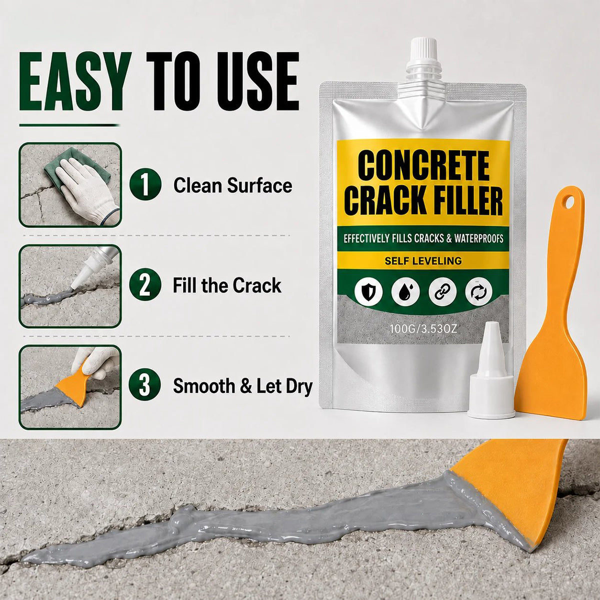 🏠Waterproof concrete Crack Filler for Indoor & Outdoor Use