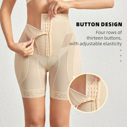 Women High Waist Tummy Control Shapewear Shorts – Butt Lifter Body Shaper with Zipper Closure, 3D Sponge Pads, Lace Trim Seamless Slimming Underwear for Daily Wear