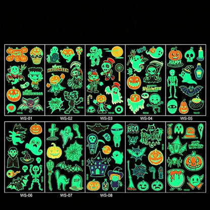 🔥Luminous Halloween Temporary Tattoos for Kids Cartoon Waterproof Glowing Stickers