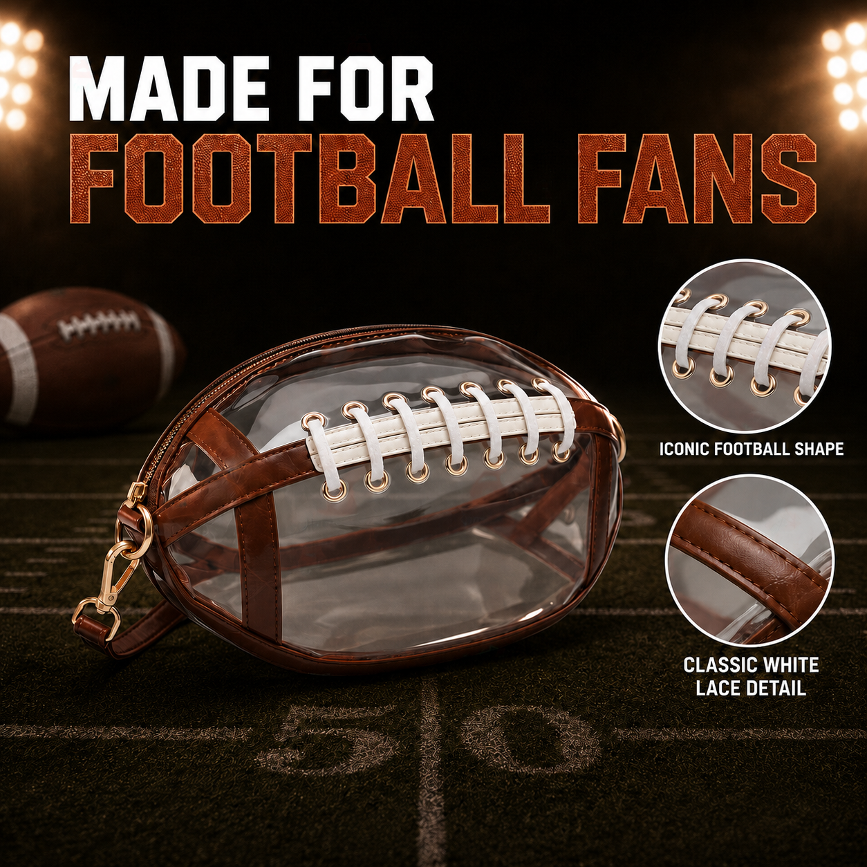 🏈Football Shaped Clear Crossbody Bag