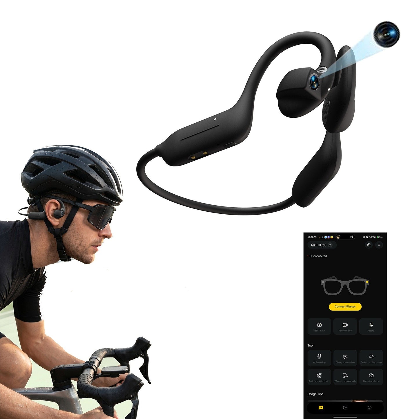 🔥🎧 8MP Smart Camera Open-Ear Headset – POV Video, Calls & AI Assistance 🎥⛺