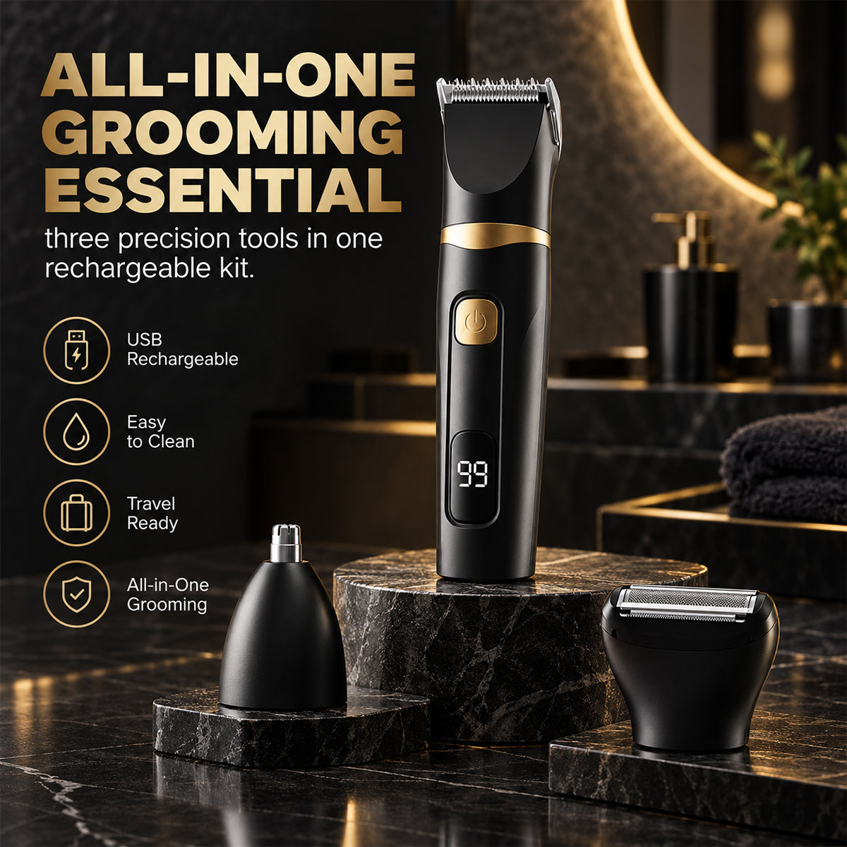✂️ 3-in-1 Electric Grooming Kit | USB Rechargeable