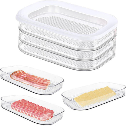 3-Layer Food Storage Containers with Lids – Reusable & Space-Saving Fridge Organizer