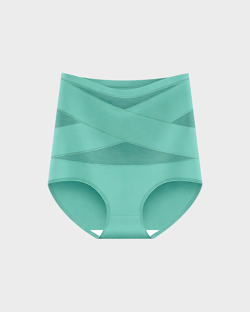 Plus-Size High-Waist Cross Tummy Control Panties