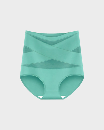 Plus-Size High-Waist Cross Tummy Control Panties