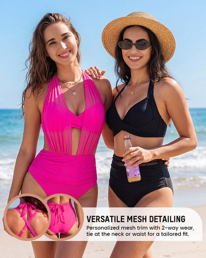 High-Waisted Tummy Control Mesh Bikini Set