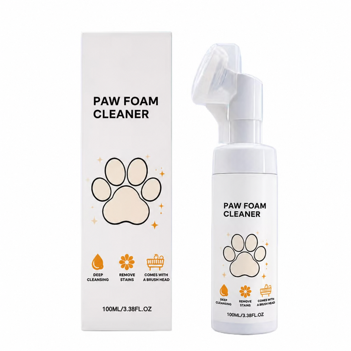 Pet Dog Paw Foam Cleaner 🐾 Rinse‐Free Foam With Built‐in Brush Head