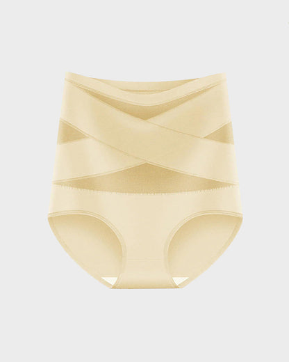 Plus-Size High-Waist Cross Tummy Control Panties