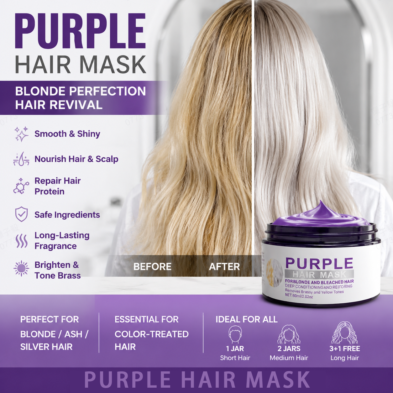 👱‍♀️ Moisturizing Purple Hair Mask with Long‑Lasting Scent ✨