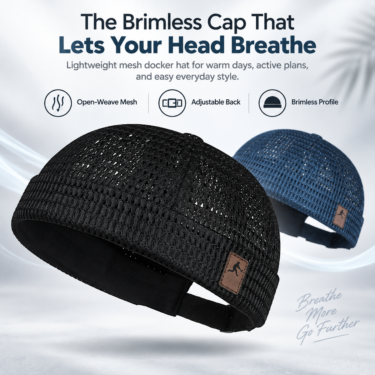 Men's Breathable Brimless Docker Hat – Lightweight Mesh Skull Cap for Summer Outdoor Wear