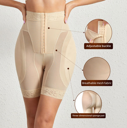 Women High Waist Tummy Control Shapewear Shorts – Butt Lifter Body Shaper with Zipper Closure, 3D Sponge Pads, Lace Trim Seamless Slimming Underwear for Daily Wear