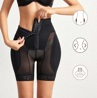Women High Waist Tummy Control Shapewear Shorts – Butt Lifter Body Shaper with Zipper Closure, 3D Sponge Pads, Lace Trim Seamless Slimming Underwear for Daily Wear
