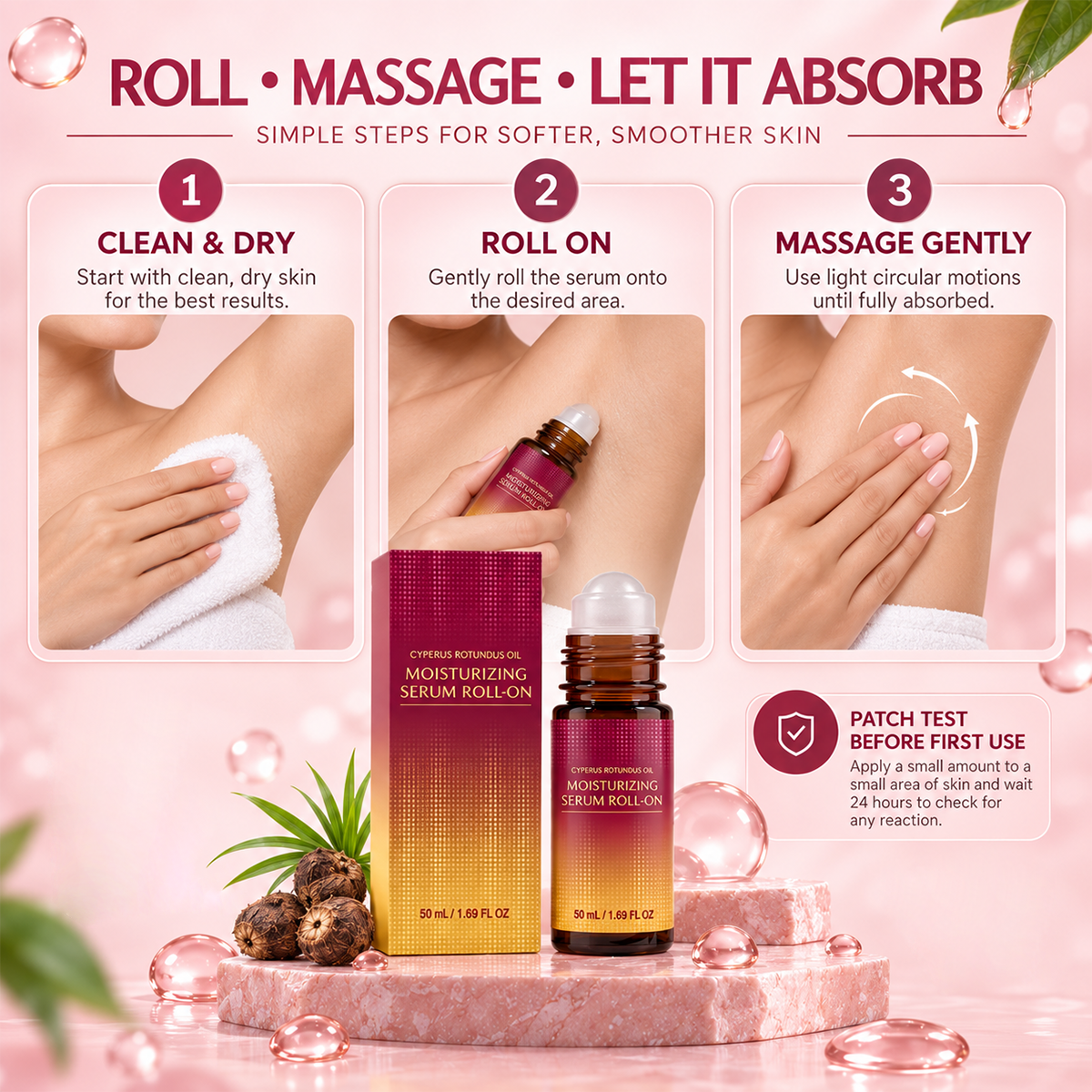 🌹 Post-Hair Removal Roll-On | 50ml Soothing Care