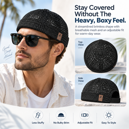 Men's Breathable Brimless Docker Hat – Lightweight Mesh Skull Cap for Summer Outdoor Wear