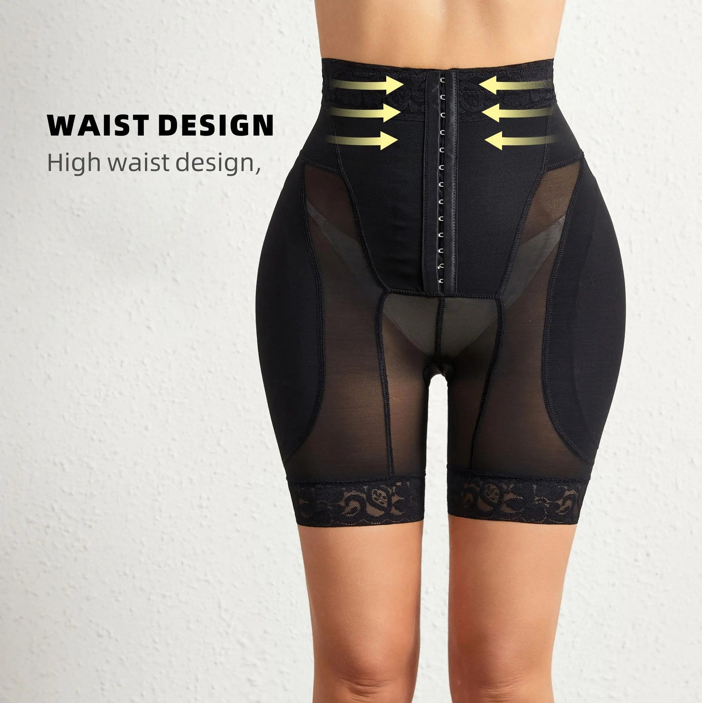 Women High Waist Tummy Control Shapewear Shorts – Butt Lifter Body Shaper with Zipper Closure, 3D Sponge Pads, Lace Trim Seamless Slimming Underwear for Daily Wear
