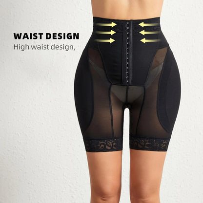 Women High Waist Tummy Control Shapewear Shorts – Butt Lifter Body Shaper with Zipper Closure, 3D Sponge Pads, Lace Trim Seamless Slimming Underwear for Daily Wear
