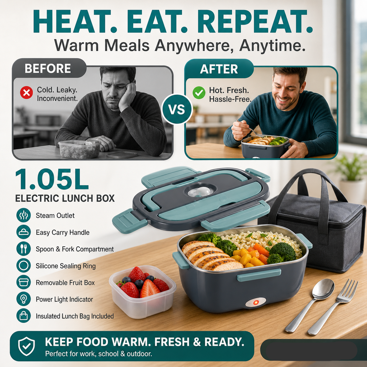 🎉 2026 SALE ! 🍱 2-in-1 Portable Electric Heating Lunch Box🔌