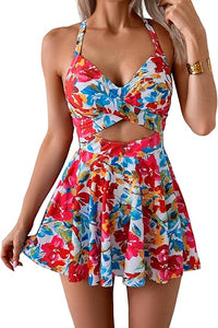 Pink and Blue Floral Print