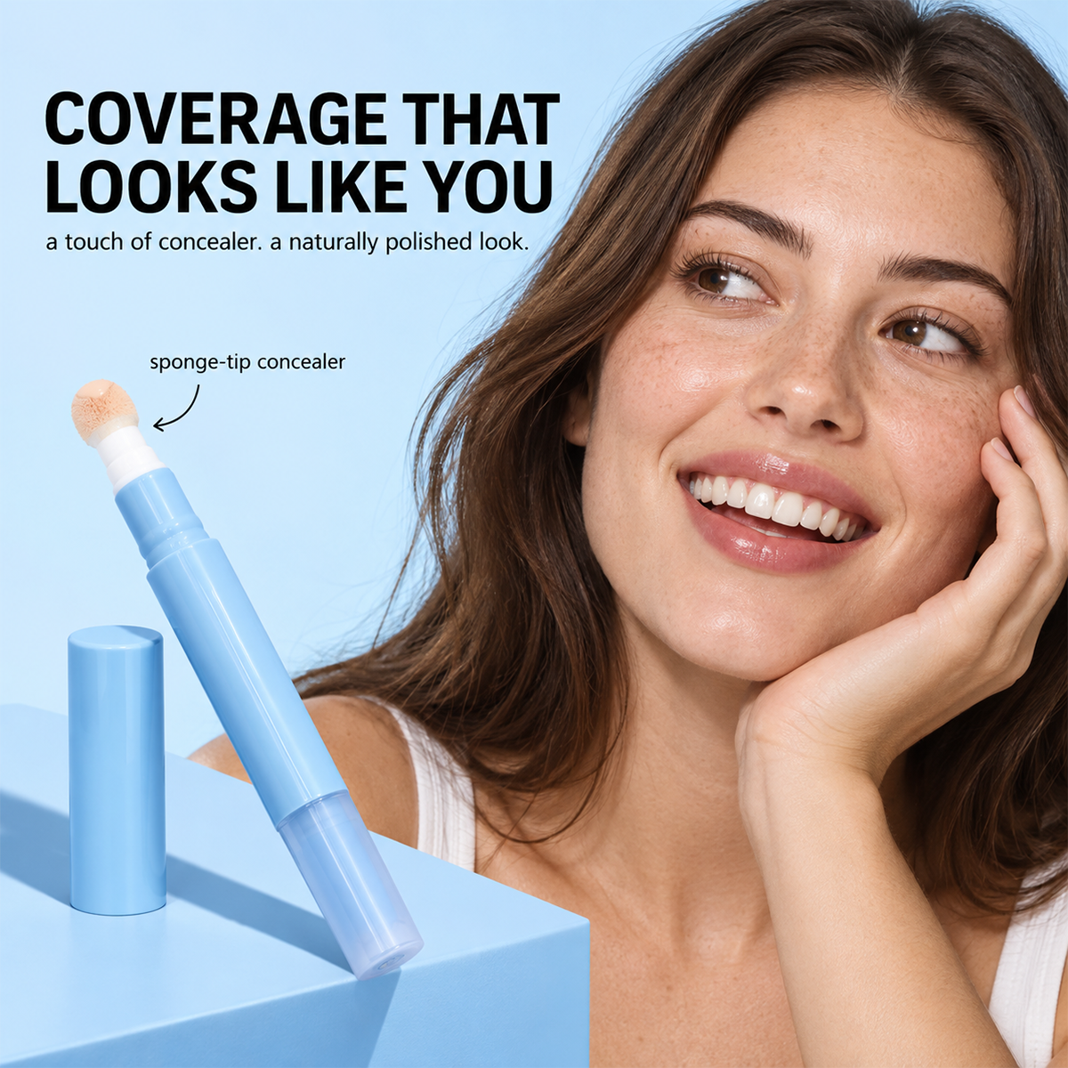 Hydrating Cream Concealer Pen – Sponge Applicator, Matte Finish, Brightening ✨