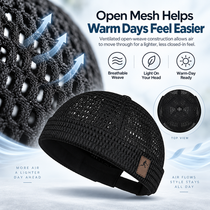 Men's Breathable Brimless Docker Hat – Lightweight Mesh Skull Cap for Summer Outdoor Wear