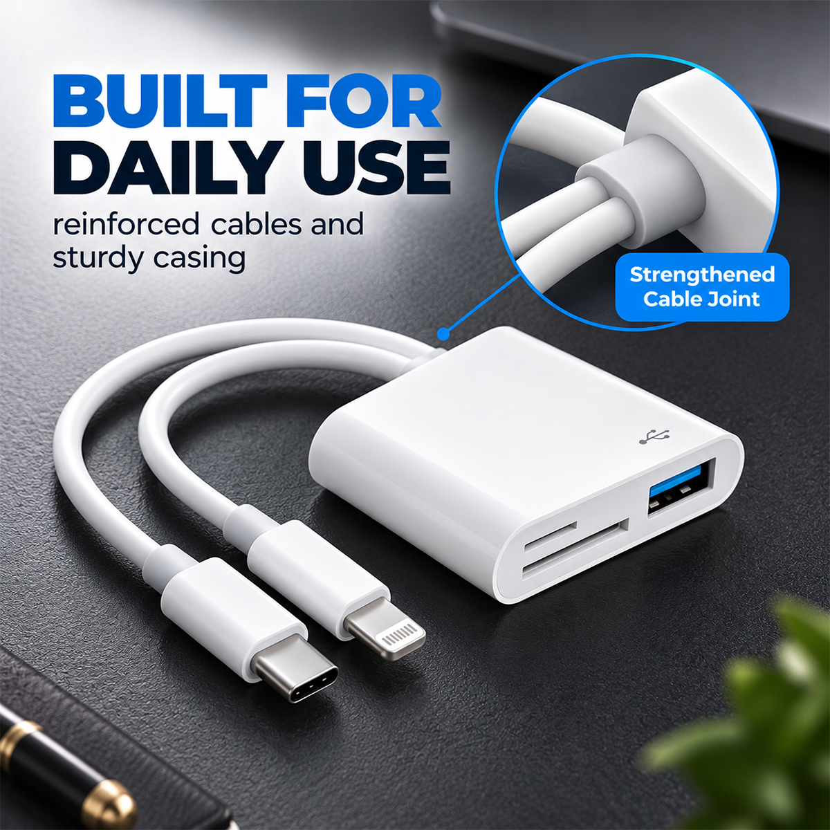 💾 5-in-1 Memory Card Reader | USB-C + 8-Pin
