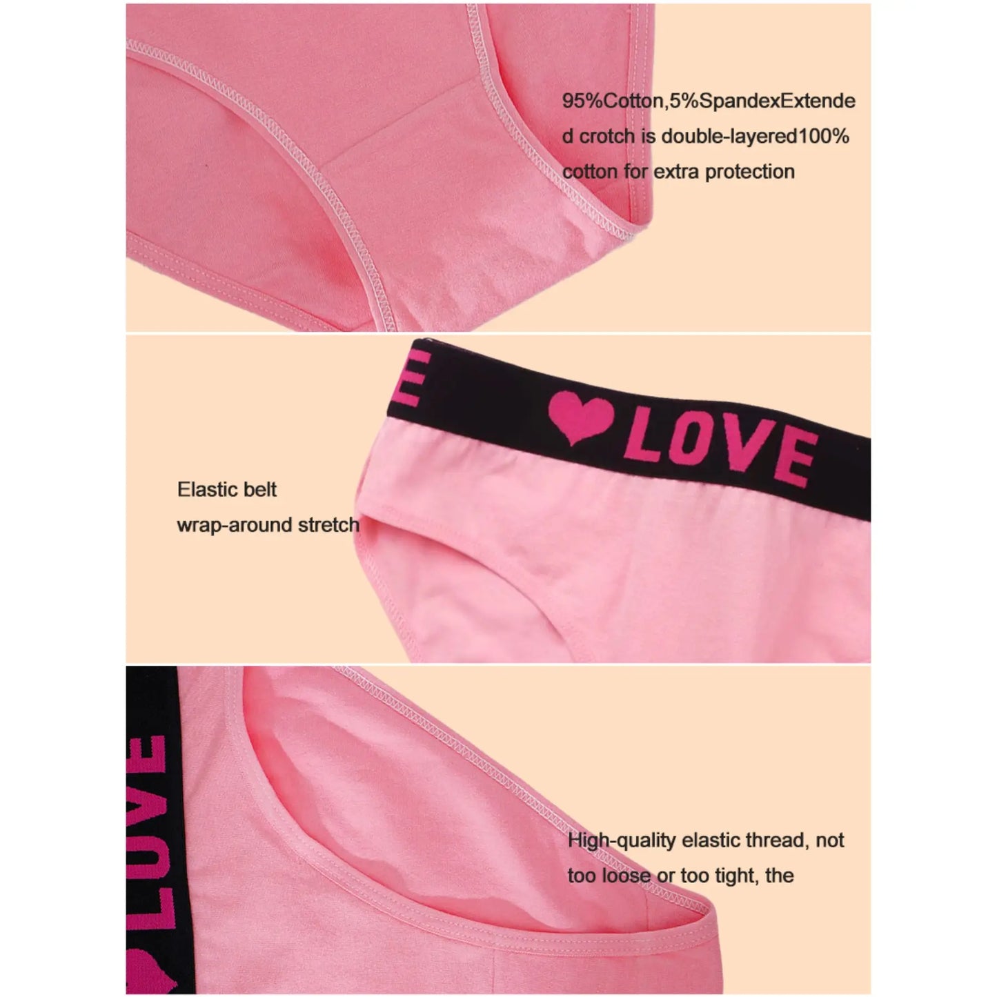 Women's Soft Breathable Heart Tape Panties