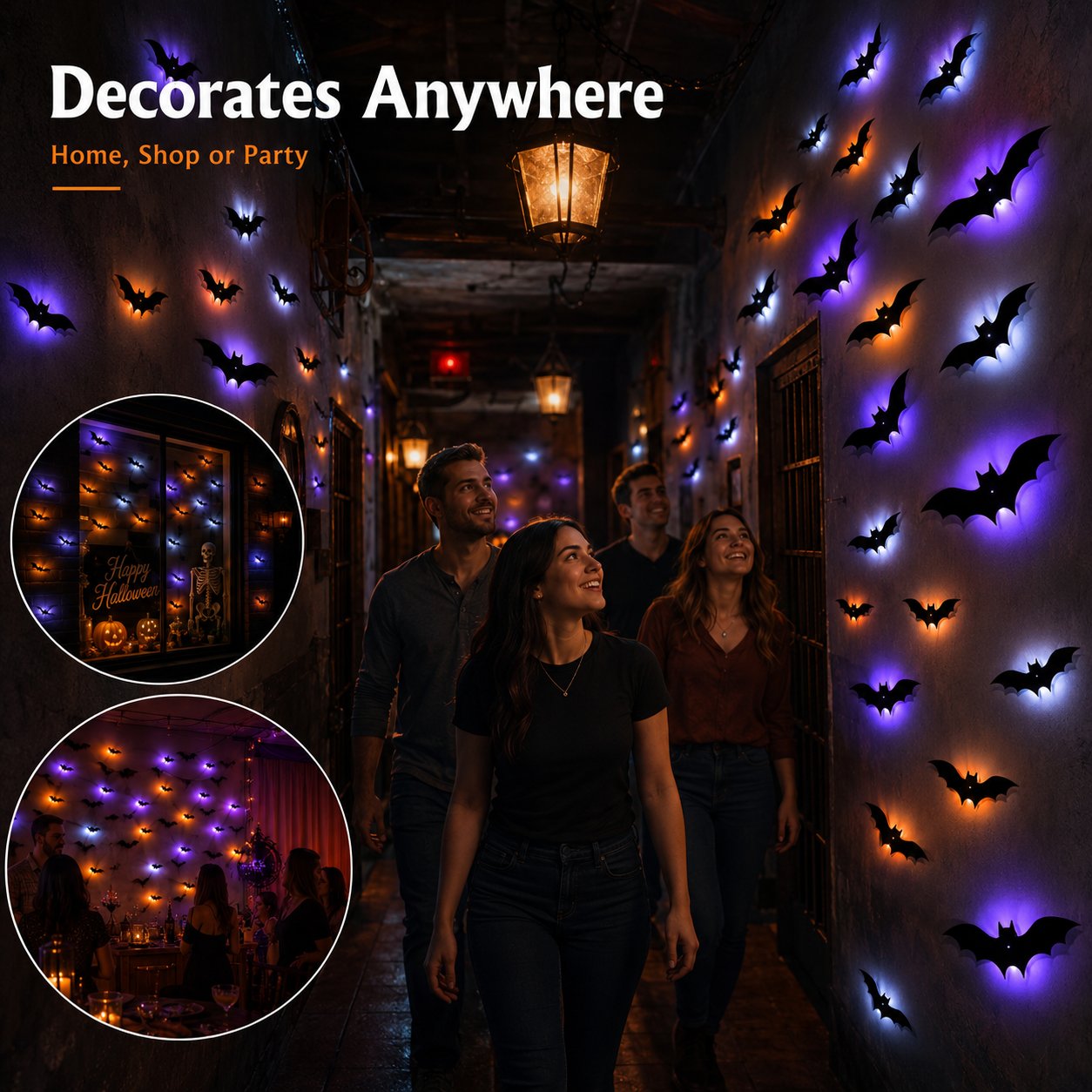 👻🦇3D Bat Light Design LED Decorations, Transform Your Wall Into A Halloween Haunt