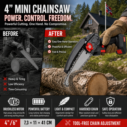 🪓 Brushless portable mini saw—powerful motor, lightweight and ergonomic. 🌳🔋