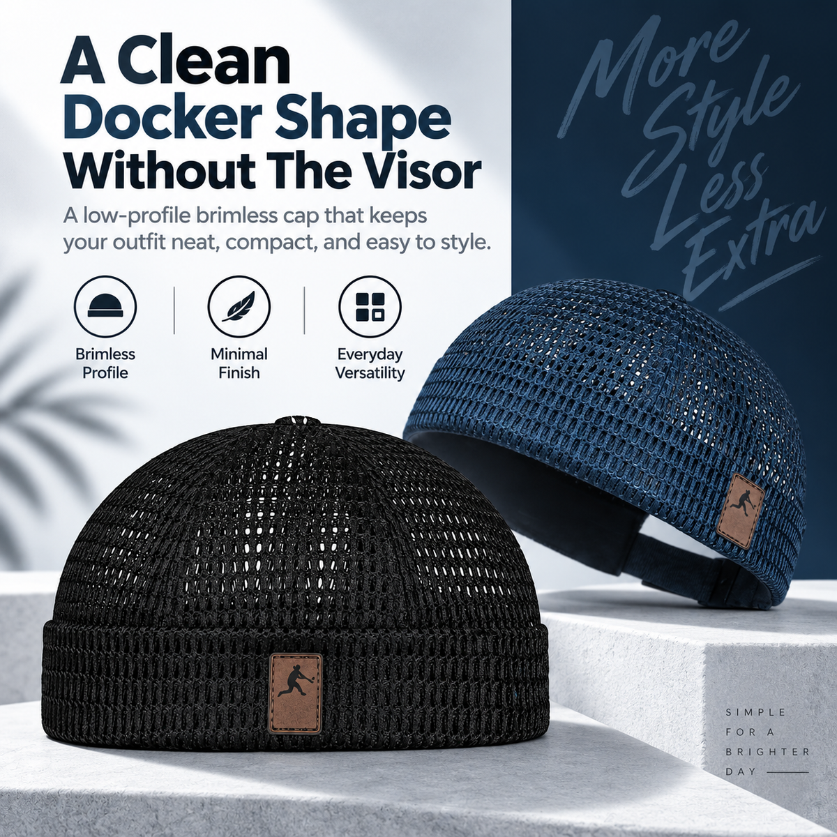 Men's Breathable Brimless Docker Hat – Lightweight Mesh Skull Cap for Summer Outdoor Wear