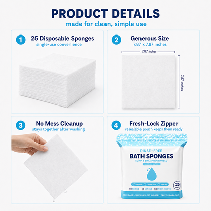 🧼Bathing Sponges - Water-Activated No-Rinse Bathing Sponges