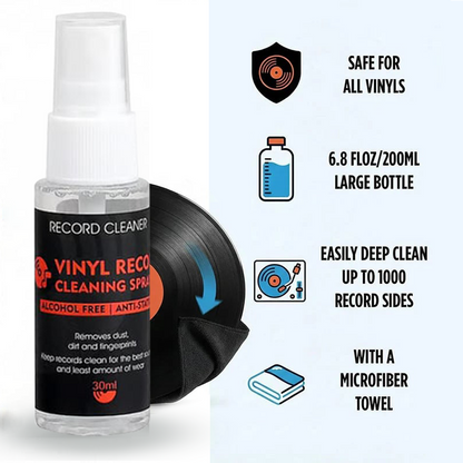 🎵💥Anti-Static Vinyl Record Cleaning Spray – Dust Removal, Alcohol-Free, Easy Mist ✨