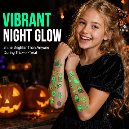 🔥Luminous Halloween Temporary Tattoos for Kids Cartoon Waterproof Glowing Stickers