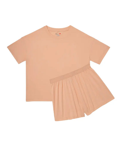 Women's 2-Piece Soft Lounge Set – Boxy Tee & Sleep Shorts, Comfortable Breathable Loungewear