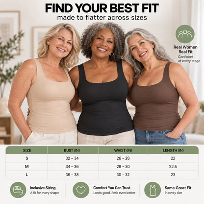 U-Neck Built-In Bra Shaping Tank Top