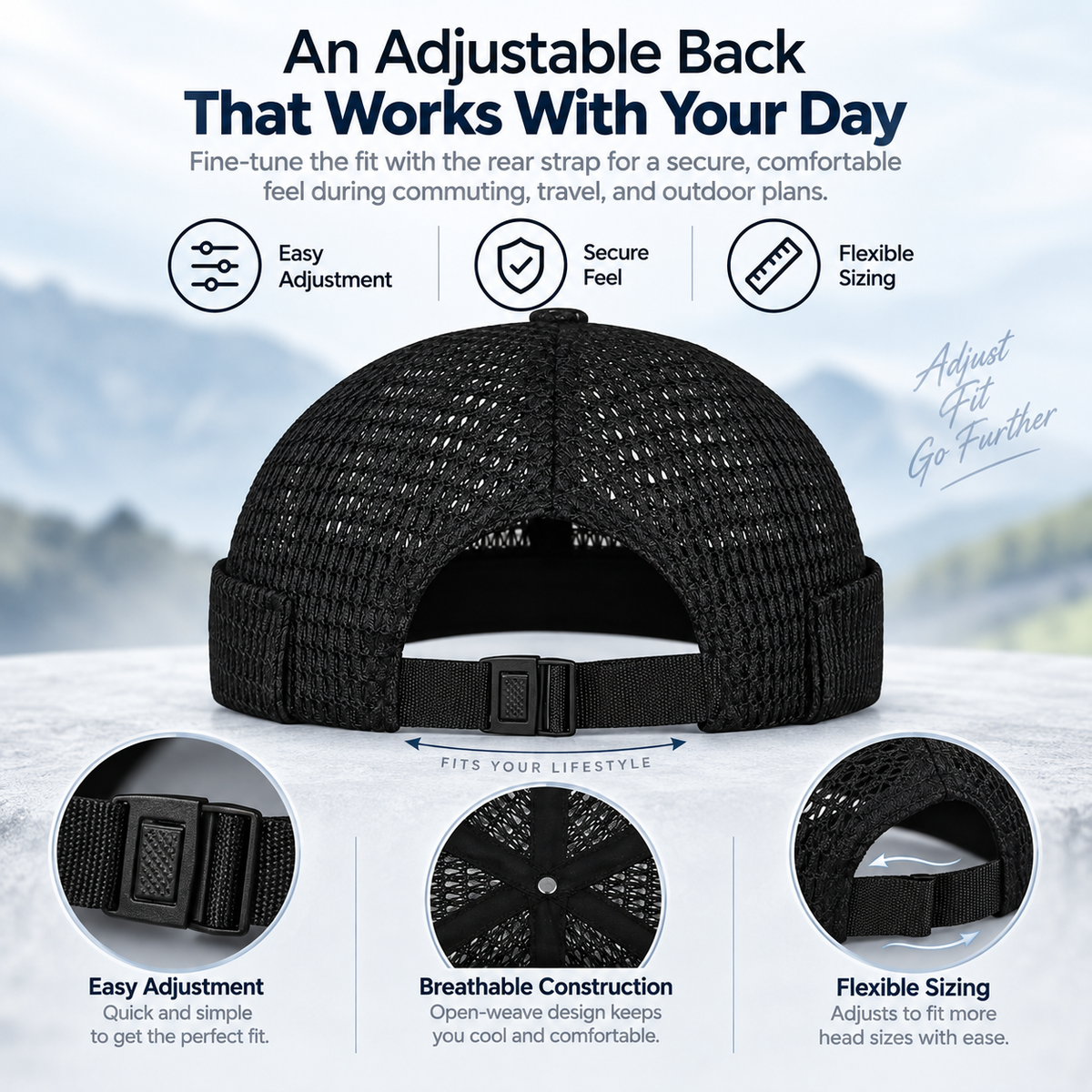Men's Breathable Brimless Docker Hat – Lightweight Mesh Skull Cap for Summer Outdoor Wear