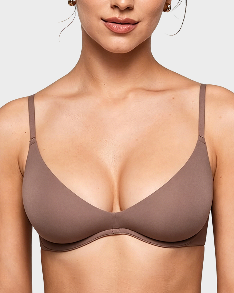 Unlined Plunge Balconette Bra with Underwire
