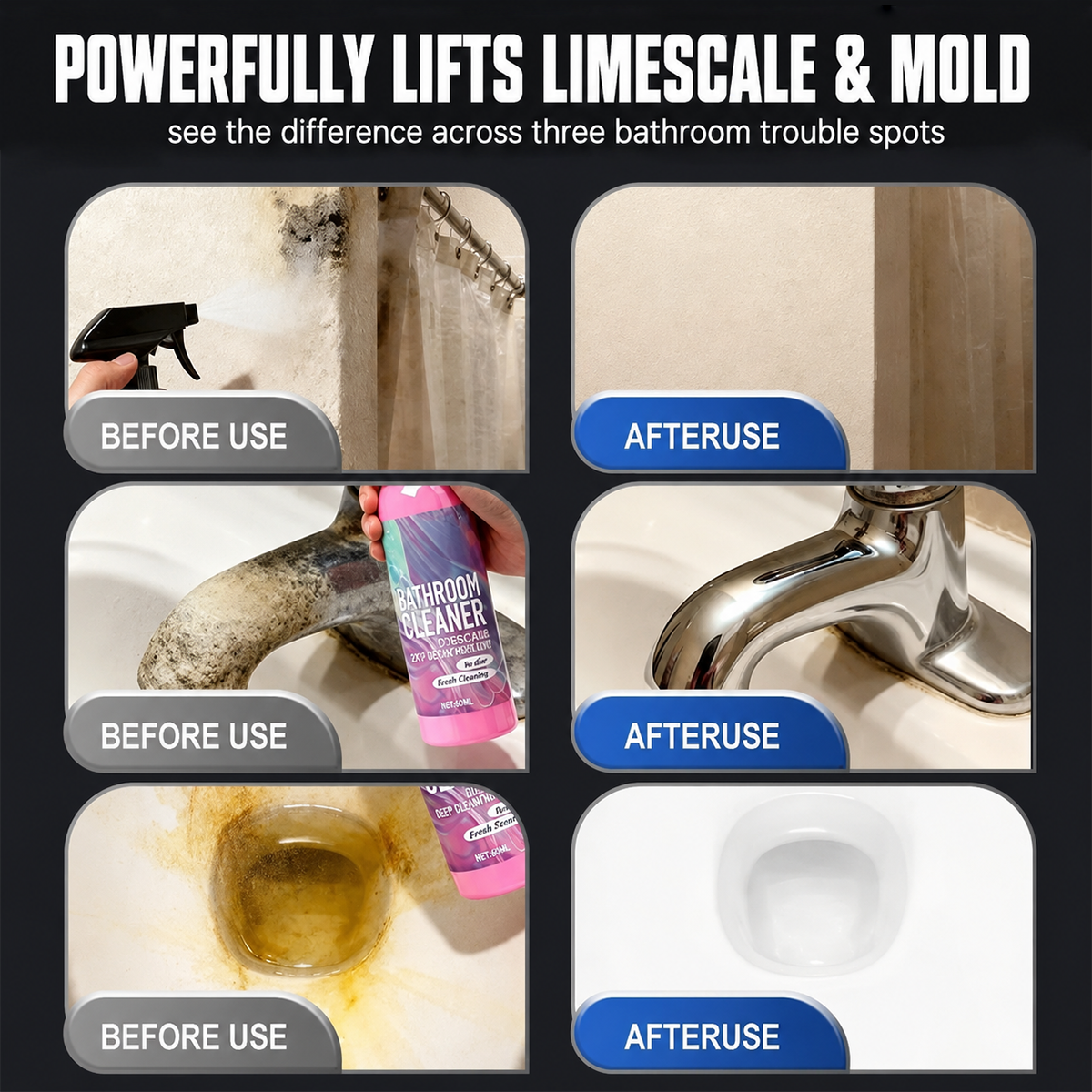 ✨ Bathroom Cleaner: Sparkle in Seconds, No Harsh Fumes