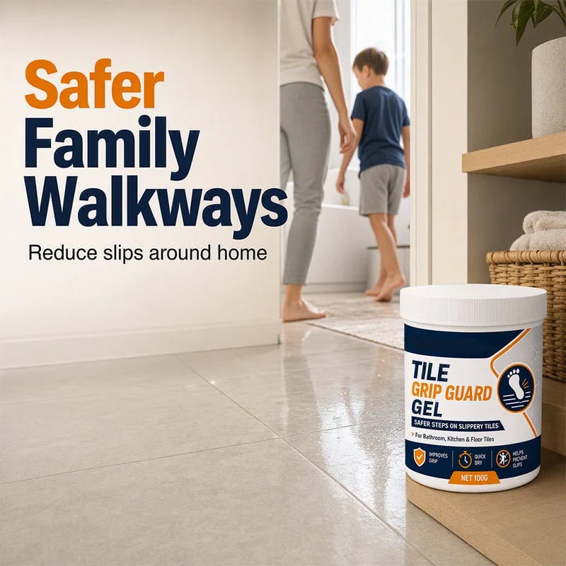 🏠💧Anti-Slip Tile Grip Gel – Reduces Slipperiness on Smooth Tiles, Quick-Dry Formula