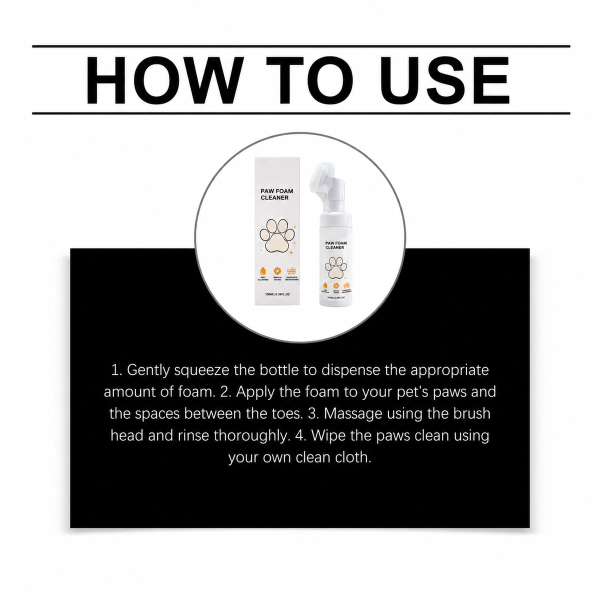 Pet Dog Paw Foam Cleaner 🐾 Rinse‐Free Foam With Built‐in Brush Head