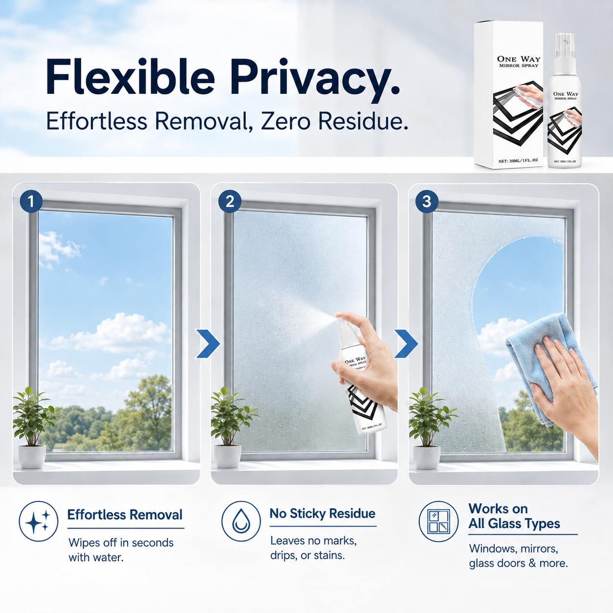 Reflective Window Spray | One-Way Mirror Privacy Shield for Home & Car