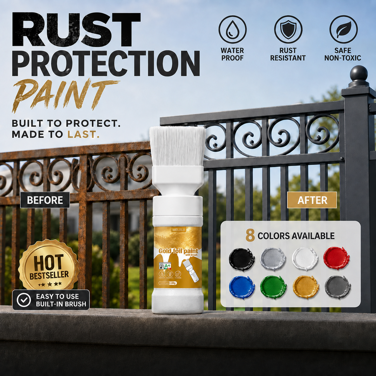 ✨New Arrival✨🖌️🏠Water-Based Metallic Silver Paint with Built-in Brush💥👍