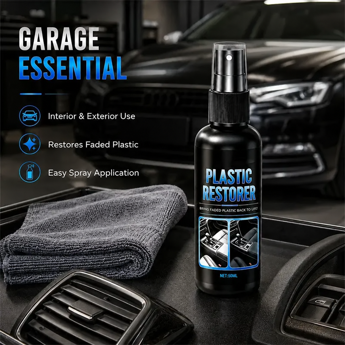 🚗 Car Plastic Restorer Spray | Deep-Look Refresh