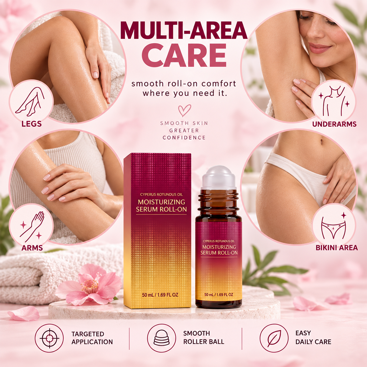 🌹 Post-Hair Removal Roll-On | 50ml Soothing Care