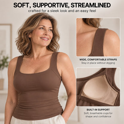 U-Neck Built-In Bra Shaping Tank Top